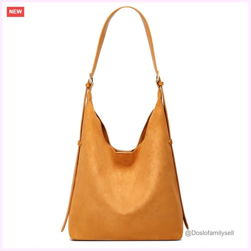 Faux Suede Slouchy Hobo Bag Retro Shoulder Tote Crossbody Purse Work Bag